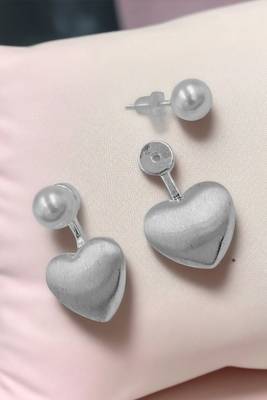 Heart shape designer silver plated designer earrings for women 1