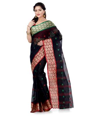 Women`s cotton navy blue tant saree 1