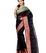 Women`s cotton navy blue tant saree