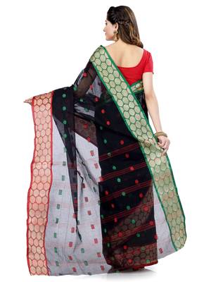 Women`s cotton navy blue tant saree 5
