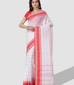 Women`s cotton white tant saree