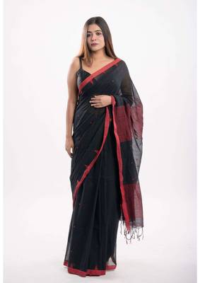 Cotton handloom black jamdani saree 1