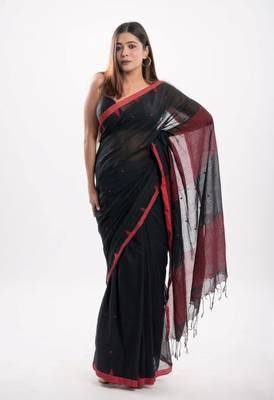 Cotton handloom black jamdani saree 3