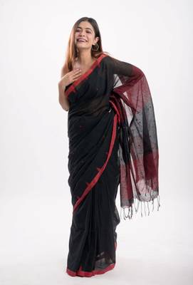 Cotton handloom black jamdani saree 4
