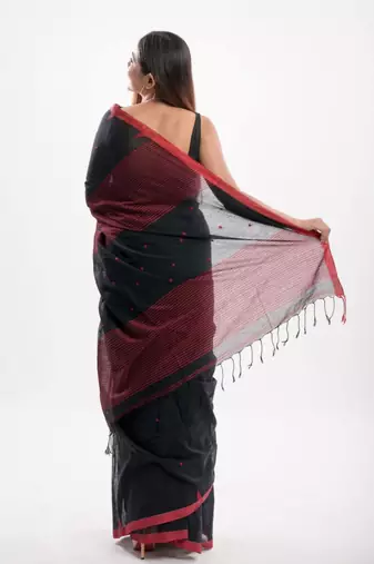 Cotton handloom black jamdani saree