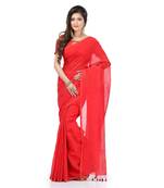 Cotton blend handloom red saree