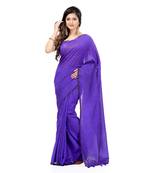 Cotton blend handloom blue saree