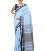 Cotton handloom sky blue tangail saree