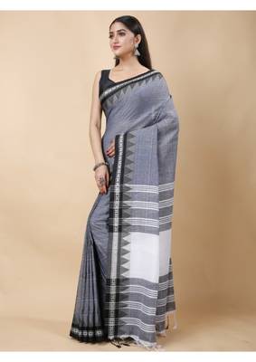 Cotton handloom grey tangail saree 1