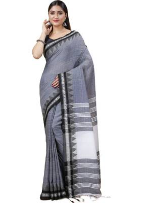 Cotton handloom grey tangail saree 2