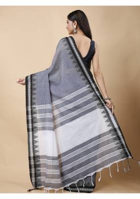 Cotton handloom grey tangail saree 5