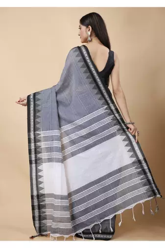 Cotton handloom grey tangail saree