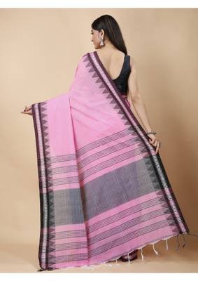 Cotton handloom pink tangail saree 5
