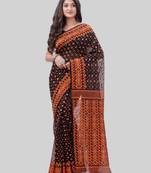 Corton blend lime black jamdani saree