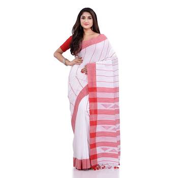 Handloom white cotton saree 1