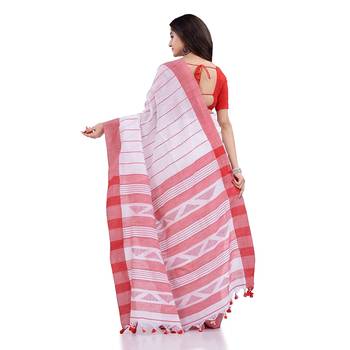 Handloom white cotton saree 5