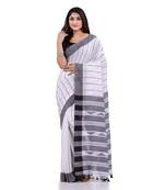 Handloom white cotton saree