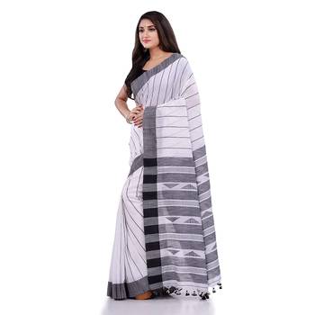 Handloom white cotton saree 3