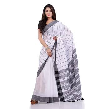 Handloom white cotton saree 5