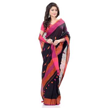 Handloom black cotton saree 3
