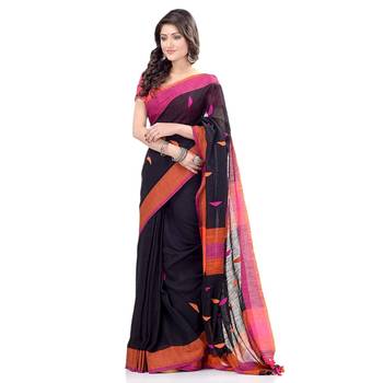 Handloom black cotton saree 4