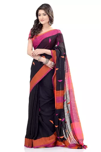 Handloom black cotton saree