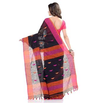 Handloom black cotton saree 5