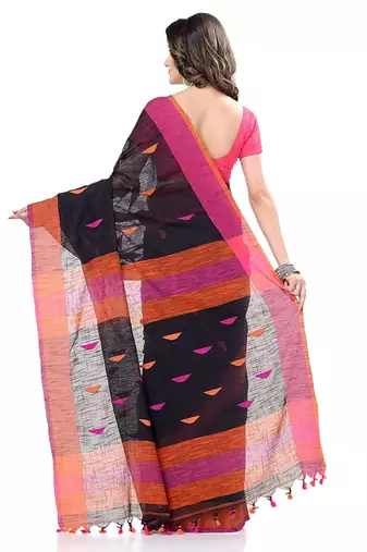 Handloom black cotton saree