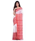 Handloom white cotton begampuri saree