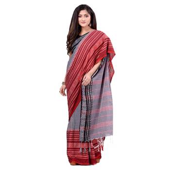 Handloom grey cotton begampuri saree 5