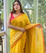 Yellow handloom tissue saree