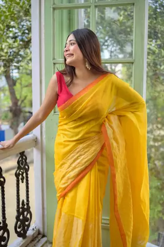 Yellow handloom tissue saree
