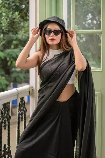 Handloom black cotton saree