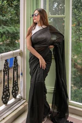 Handloom black cotton saree 5
