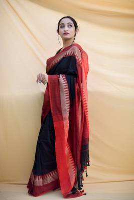 Handloom black cotton saree 3