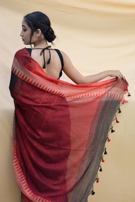 Handloom black cotton saree 4