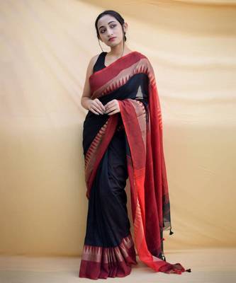 Handloom black cotton saree 1