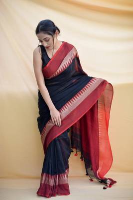 Handloom black cotton saree 5