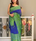 Handloom blue cotton begampuri saree