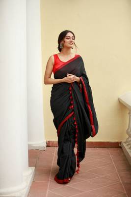 Handloom black cotton saree 1