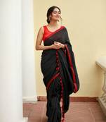 Handloom black cotton saree