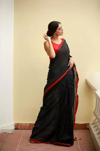 Handloom black cotton saree