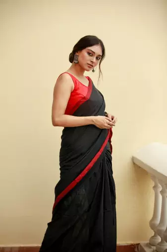 Handloom black cotton saree