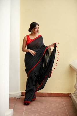 Handloom black cotton saree 5