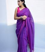 Handloom purple cotton saree
