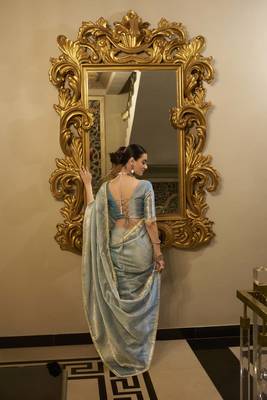 sky blue Tissue Shimmer With Zari Weaving Work Saree 4