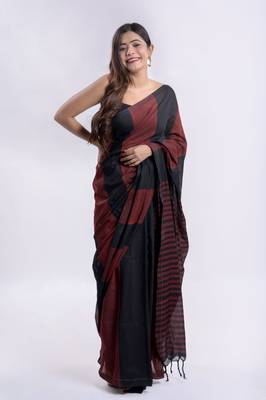 Handspun cotton multi handloom saree 1
