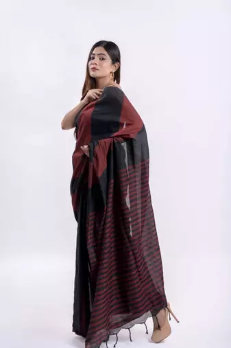 Handspun cotton multi handloom saree