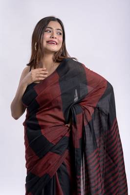 Handspun cotton multi handloom saree 4