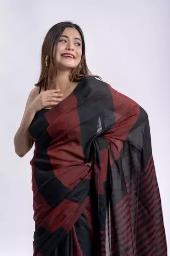 Handspun cotton multi handloom saree
